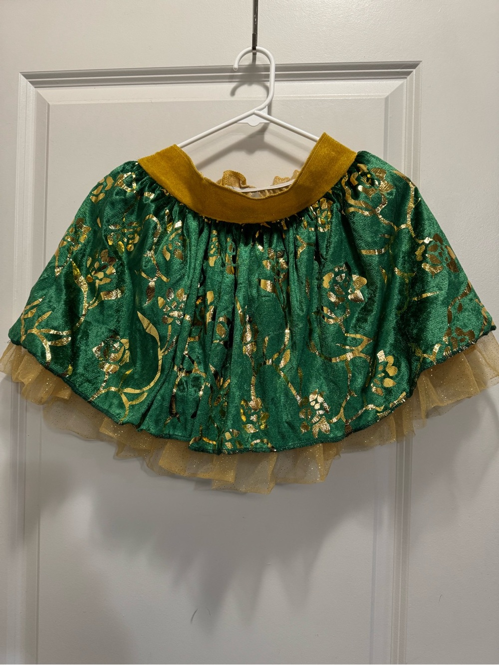 & Other Stories Green and Gold Floral Circle Skirt